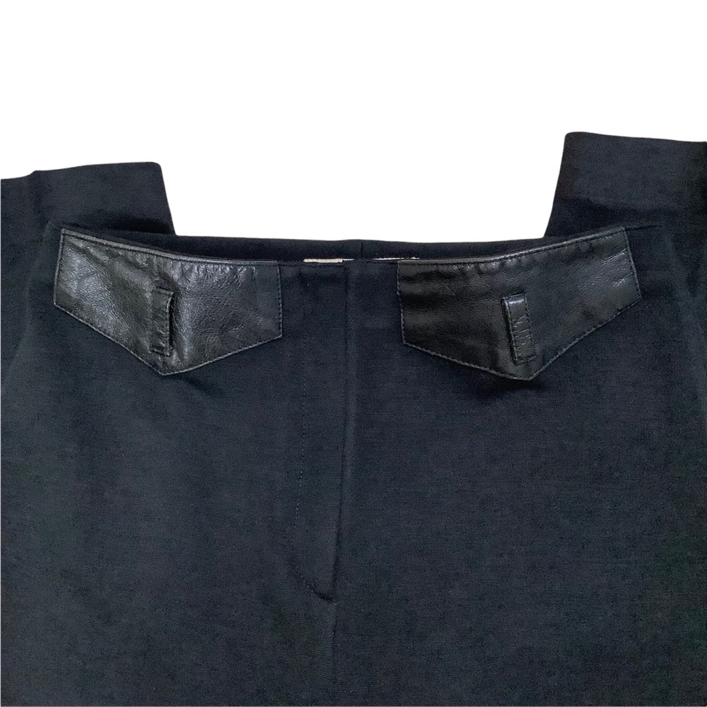 Iceberg Women's Wool Blend Black Leather Trim Trouser Pants EU 42 - Picture 3 of 7